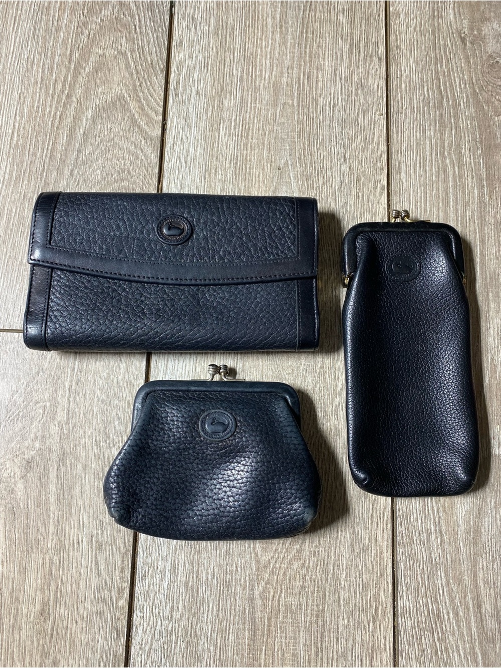 Vintage Dooney & Bourke Kisslock Pouch Coin Purse, Wallet & Glasses Case Set